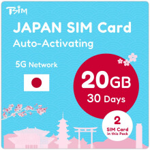 Japan SIM Card 30 Days 20GB – 2 piece | Auto Activating | 5G Network With Tethering/HotSpot/Internet Sharing | Data Only No Voice