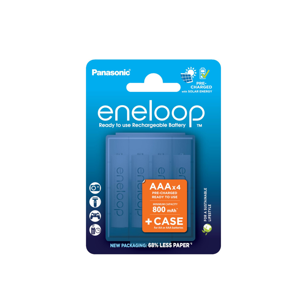 Eneloop Aaa/Micro Ni-Mh Battery (4-Pack, Case), Rechargeable Battery Blue 5005047599406