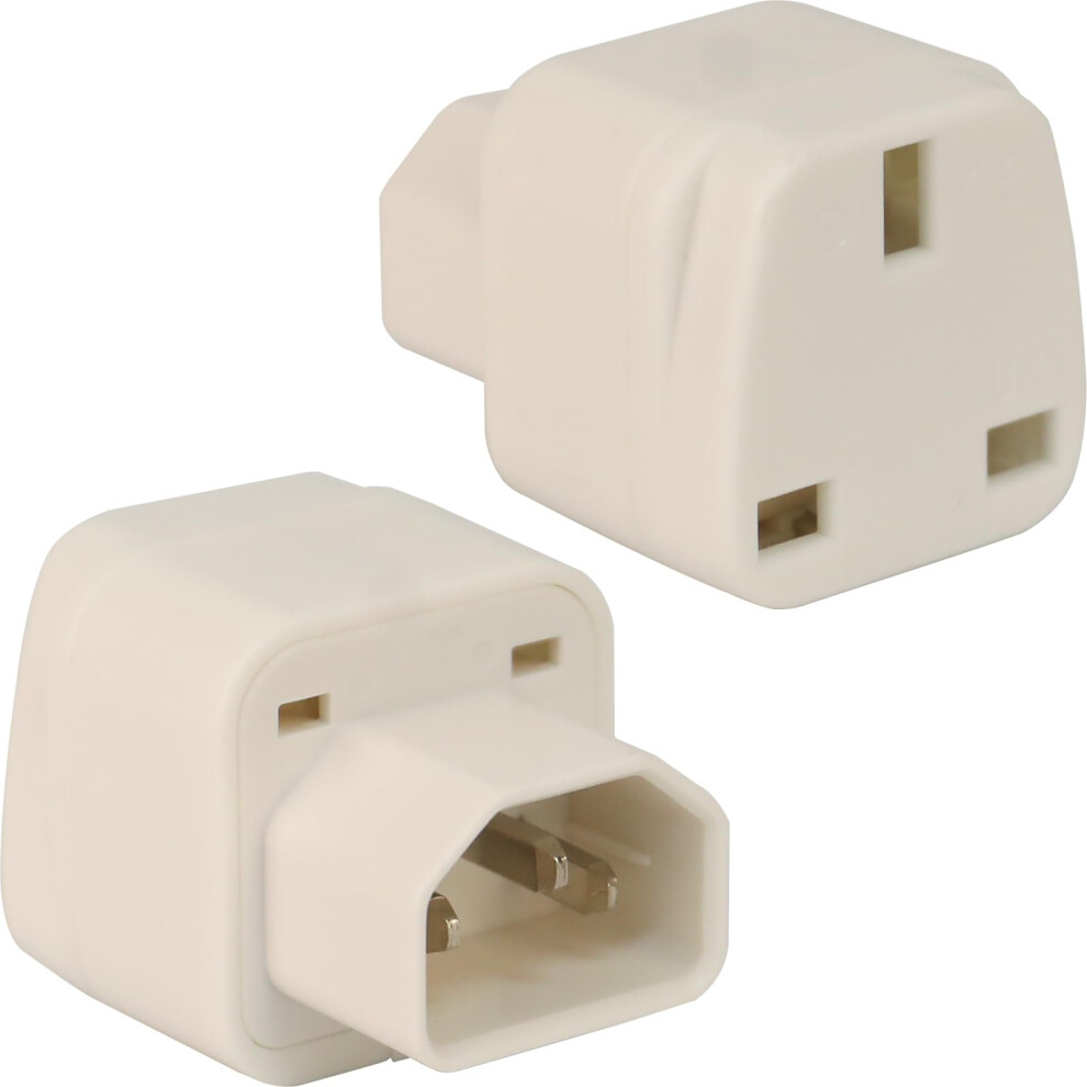 Wirafix C14 To Uk Outlet Socket, 2 Pack, Iec 60320 Plug, Iec 320 C14 Male To Uk, Uk Adapter Plug, C13 Socket Conversion Adapter, White 5006047854991
