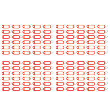 120 Pieces Plastic Key-Holders for ID Label Baggage-Key-Rings with Name-Holder Plate, Color: Red