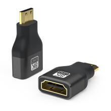 vgggrd 2 PCS Mini HDMI to HDMI 2.1 Adapter 8K, Mini HDMI Male to Female HDMI Connector Support 8K@60Hz, 4K@120Hz 1080P for Laptop, PC, Monito, TV, Pr