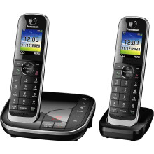 Panasonic KX-TGJ322EB Landline Phone Cordless, House phones, Nuisance Call Blocker, Answer machine, Colour Display, Twin Handset - Black