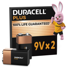 DURACELL Plus 9V Alkaline Batteries (2 Pack) 6LR61