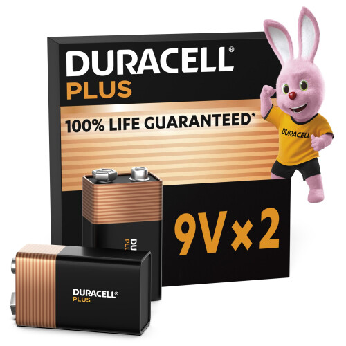 Duracell DURACELL Plus 9V Alkaline Batteries (2 Pack) 6LR61