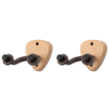 2X Supporto per Gancio per Chitarra con Supporto un Parete, Base nel Legno, Supporto per Manico per Chitarra Elettrica Acustica, Banjo, Basso, con