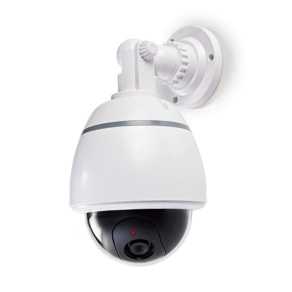 Nedis Dummy Home Security Cctv Camera With Flashing Led, Ip44 Waterproof Dome Design, For Indoor & Outdoor Use - White 5003929701527