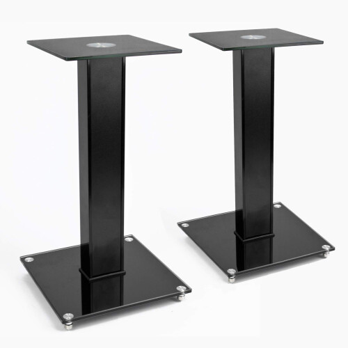 TekBox 2x Speaker Stands - Glass Surround Sound Platform Units