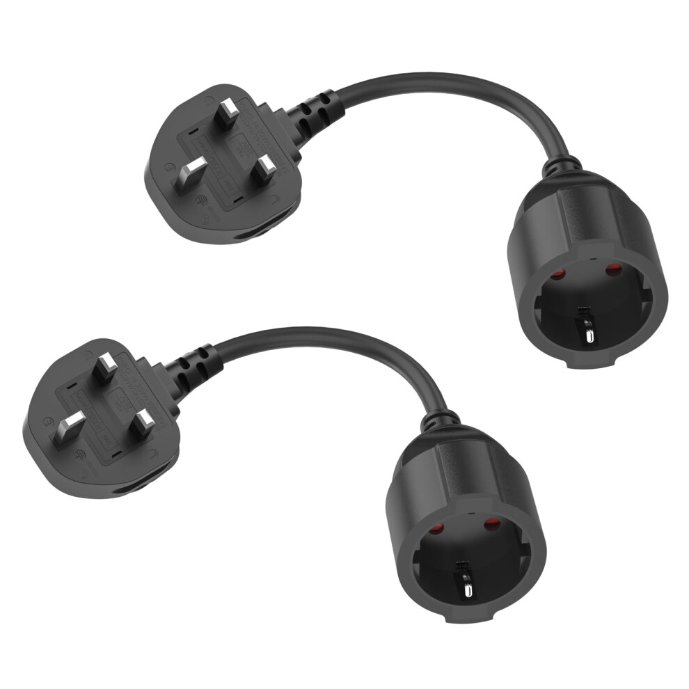 Hitrends Eu To Uk Plug Adapter | 10-Inch Short Cable | With 13A Fused | Converts Eu 2-Pin To Uk 3-Pin | 250V/13A, 3250W For Power Tools & Appliances, 5008118486971