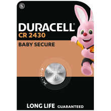 Duracell 2430 Lithium Coin Batteries 3V (1 pack)- Long life guaranteed - For Use in Key Fobs, Small Remotes, and Fitness Watches - Baby Secure Packag
