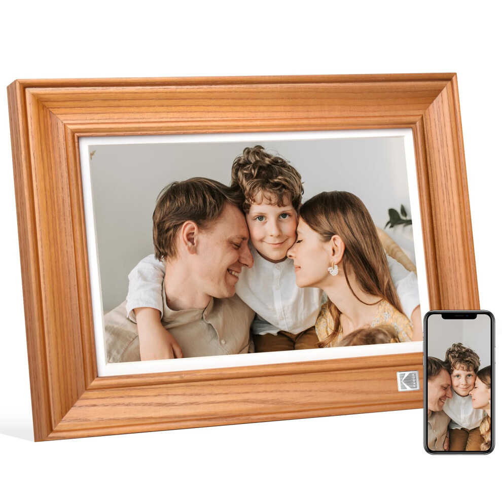 Kodak Digital Photo Frame 10 Inch, Wifi Digital Picture Frame With 32Gb Memory, Fhd 1920X1200 Ips Touchscreen, Wooden Smart Electronic Picture Frame