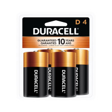CopperTop Alkaline Batteries with Duralock Power Preserve Technology, D, 4/Pk, Sold as 4 Each