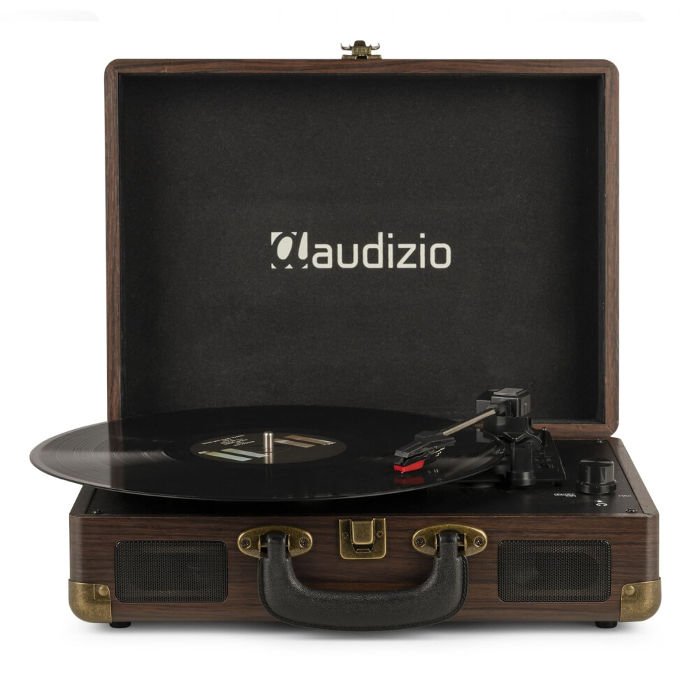 Audizio Rp114w Briefcase Vinyl Record Player With Built-In Speakers, Retro Portable Wood Turntable, 3-Speed (33 1/3, 45, 78 Rpm), Usb Encoding, Rca & 5008681146258