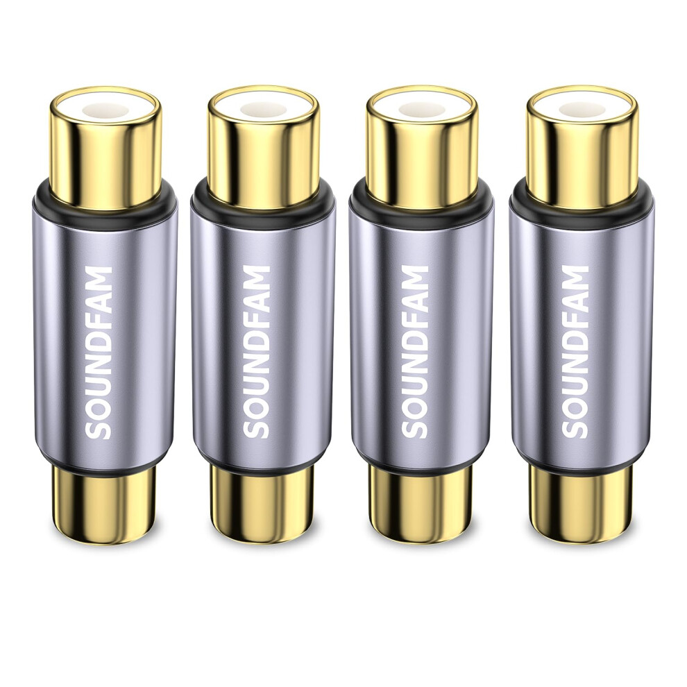 Soundfam Rca Coupler Female To Female Connector Audio Video Adapter - 4Pcs, Grey 5008623078722