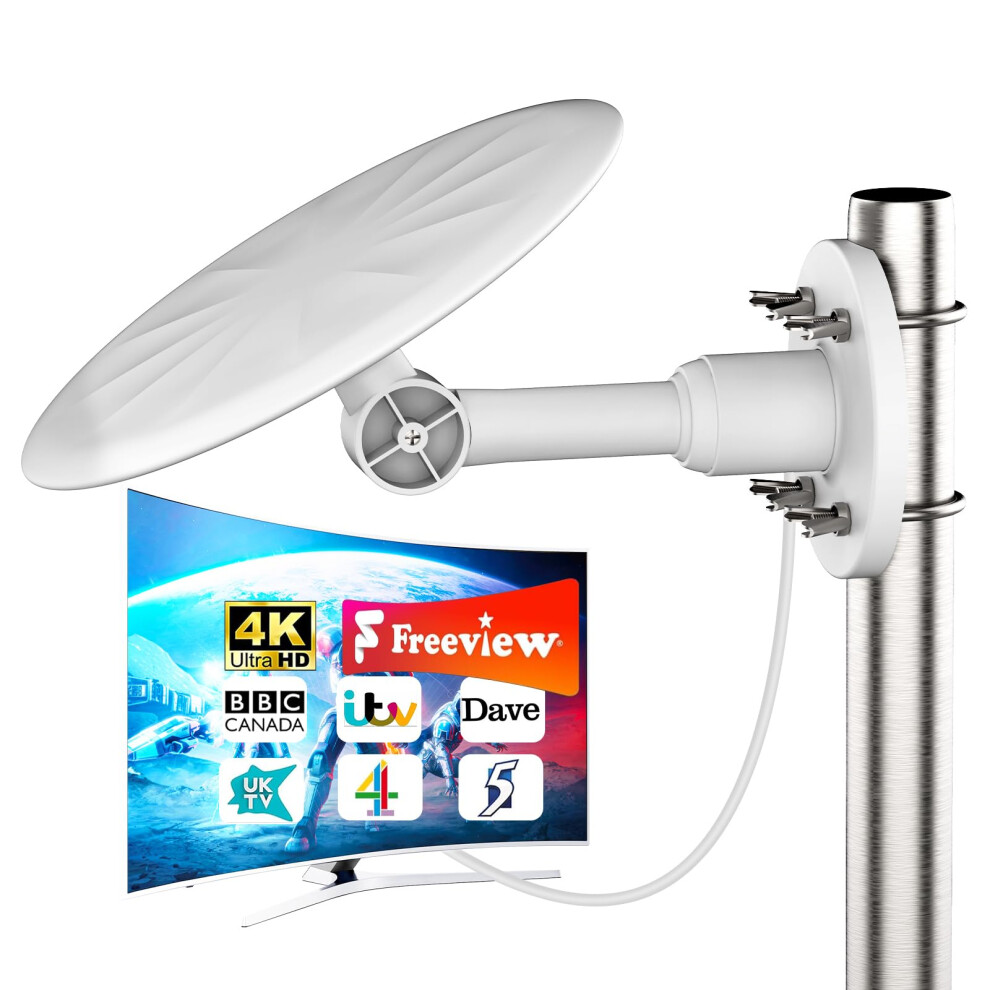 Outdoor Tv Aerial For Freeview & Freeview Hd, High Gain Digital Tv Aerial With Uhf/Vhf Reception, Anti-Interference Design, Includes 10M Coaxial Cabl 5006344649757