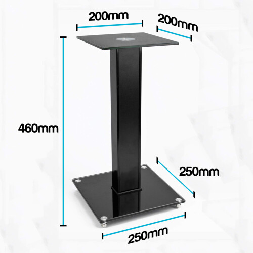 TekBox 2x Speaker Stands - Glass Surround Sound Platform Units 2