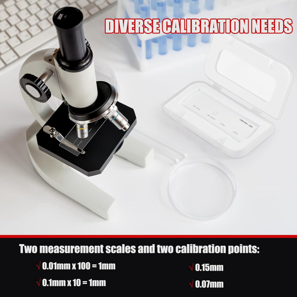 2Pcs 0.01Mm Microscope Calibration Slide Ruler -Stage Microscope Reticle Calibration Camera Ruler 6032401324335