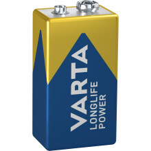 VARTA Longlife Power 9V Block 6LR61 Alkaline E-Block Battery (1-pack) - Made in Germany - ideal for fire alarms, smoke detectors, tuners