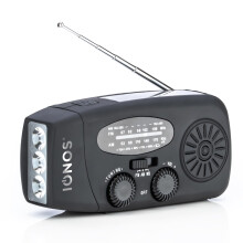 Status IONOS Multifunctional Portable Wind Up Radio, FM/AM/WB, Solar and Hand Crank Powered, 3 LED Torch and USB Charging, 4.5Hr Playtime, Emergency