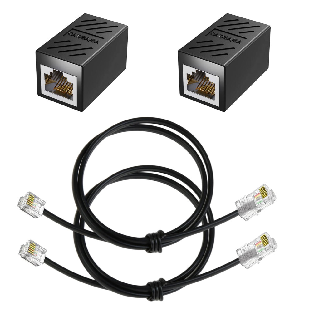 2 Pack Rj11 To Rj45 Adapter Telephone Jack To Ethernet Lead Network Adapter Expansion Splitter Converter Cables 8P8c To 6P4c Ethernet Patch Phone Cor 5003482328681
