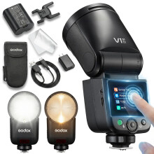 Godox V1 MID N Flash for NIKON, 55Ws Round Head Touchscreen Speedlite, 24mm Optics, 650+ Flashes, TTL/HSS 1/8000s, V1MID Travel Flash for Nikon Z5II