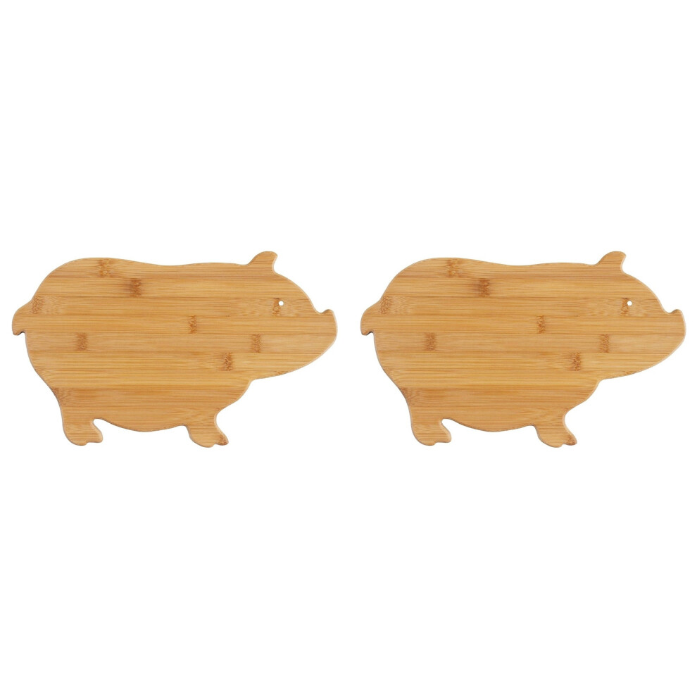 2X Bamboo Pig Shaped Bamboo Serving And Cutting Board,Children's Cartoon Pig Shape Chopping Board 6032112120738