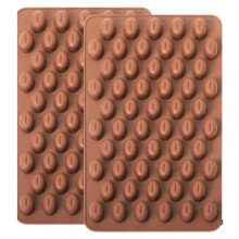 2-Pack Silicone Chocolate Molds Coffee Theme 55 Cavities Brown Baking Tools for DIY Desserts