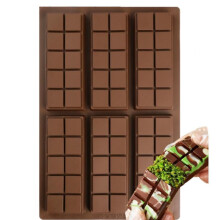 (Green) Food Grade Silicone Chocolate Mold DIY 6-Cavity Tray 26x16.5x1.5 cm Brown Salestore.ro