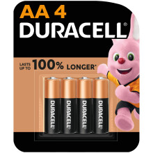 Duracell AA 1.5V Alkaline Batteries Extra Life Long Power Pack of 4