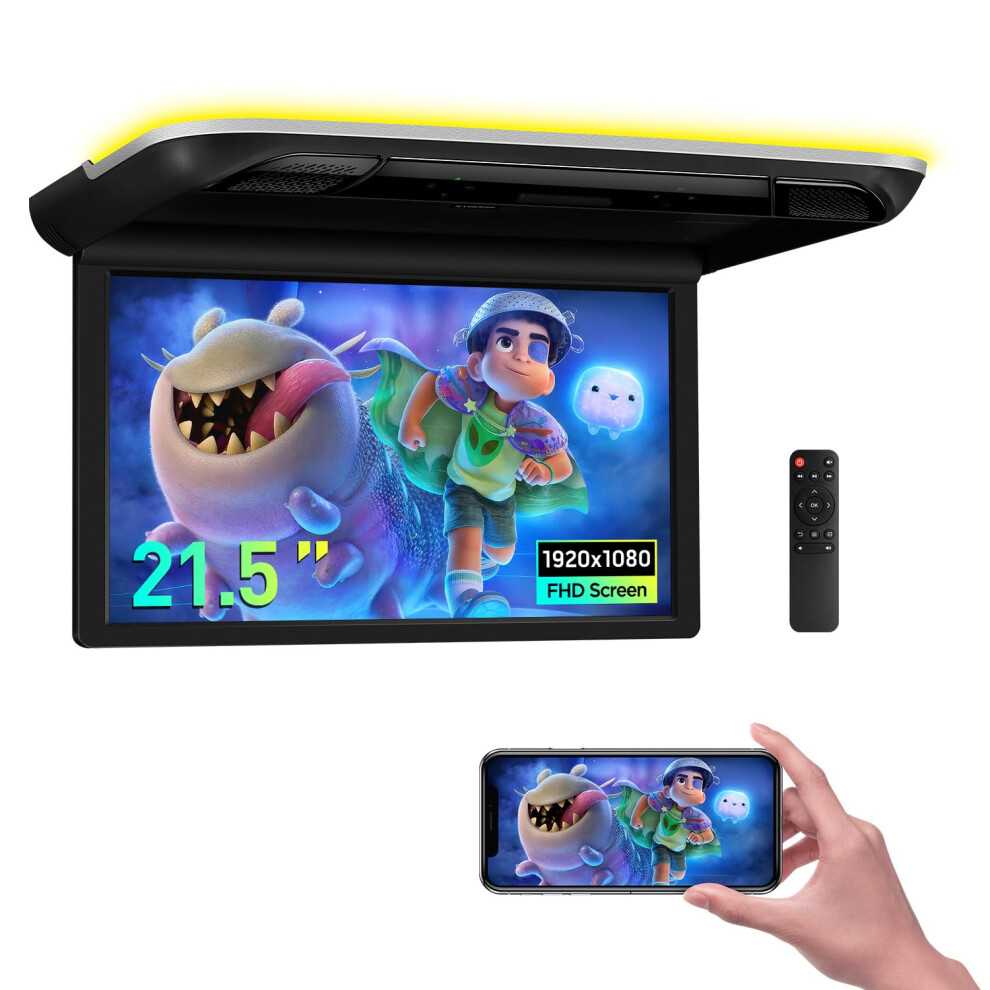 Xtrons 21.5 Inch Ultra-Big Roof Mounted Monitor 1080P Ips Screen Video Car Overhead Player With Stereo Speakers & Multimedia Input 136 Rotating Supp 5004645087575