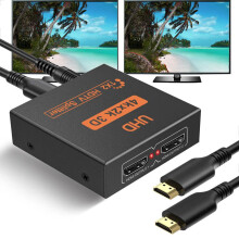 HDMI Splitter 1 In 2 Out 4K 3D 1080P Duplicate/Mirror for 2 Monitor, 2 Way Distributor HDMI Supports HDCP1.4 3D UHD 1080P HD TV X-box Blu-Ray DVD