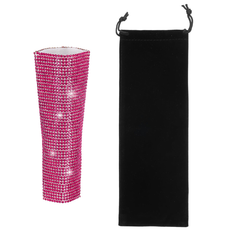 Sourcing Map Mic Handle Cover, Rhinestones Microphone Handle For Most Universal Wire Microphones, Mic Not Included(With Bag) Pink/Black 5006641882260