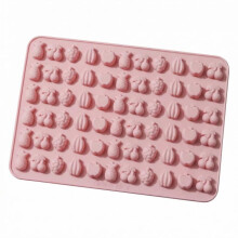 Silicone Candy Mold 66 Fruit Patterns Temperature Resistant -40C to 240C 20.5x15x0.8 cm Pink Baking Tool