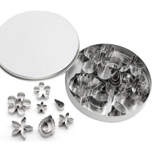 12-Piece Stainless Steel Flower Leaf Cake Molds - Silver Cake Decorating Tools for Baking