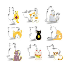 9 Piece Cat Cookie Cutters Set Stainless Steel Perfect for Kids Party Halloween Christmas Easy to Use and Clean