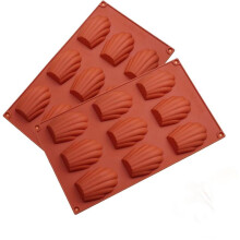 AYSTOAYS Madeleine Baking Mold Set, Silicone, Red, 29x17x1.5cm, 2-Pack, Non-Stick Shell Cookie Pan