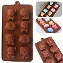 (Lego Robots) Forma 8 Animal Silicone Premium Non-Stick Mold for Homemade Chocolate, Candies, Jellies or Ice Cubes – Bear, Lion, Hippopotamus
