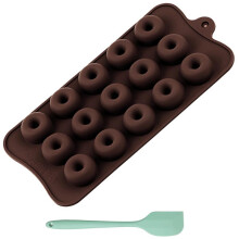 (Little Hearts) DIY Baking Mold 24-Cavity Donut Silicone Chocolate Mold Food Grade 21x10.5x1.5cm Home Chocolate Making Tool