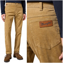Wrangler TEXAS SLIM Tigre klassiske beige lige fløjsbukser W32 L32