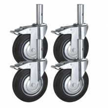 4 db 200 mm-es forgókerék fékkel bútorállványzathoz, 100x35 mm-es orsó