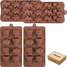 (Rectangle) Dinosaur Silicone Chocolate Mold 4 Cavity, for Homemade Chocolates, Candies, Jelly or Ice Cubes, Brown, DIY Baking Tool