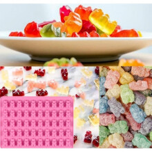 (Numbers) Original Deals Silicone Mold for 50 Haribo Bear Gummy Candy, 18.7 x 13.7 x 1 cm, Pink, Baking DIY