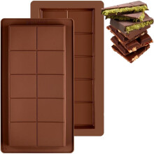 (3) Dubai Chocolate Mold Set of 2 - Food-Grade Silicone Mold, 10 Squares, Finished Product 22x10x2 cm, Kitchen Baking Tool