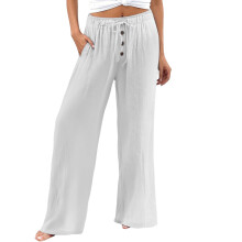 Women's Cotton Linen Wide Leg Pants High Waist S-3XL
