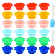 (Multicolor) Caravaan 26-Pack Silicone Cupcake Liners, Reusable Baking Cups for Muffins, Non-Stick, BPA-Free, Oven Safe to 200C, 8.2x3cm, Multicolor