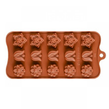 (3D Aspect) Silicone Mold for Homemade Chocolates, Candies, Jellies or Ice Cubes, Bouquet 3 Flowers, 21 x 10 x 1 cm, Original Deals