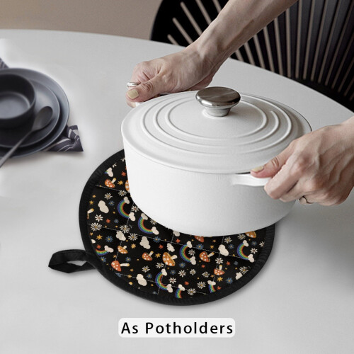 Rainbow Mushroom Pot Holders 2-Pack Insulated Hot Pads 2