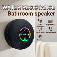 (Black/bass) Draagbare waterbestendige luidspreker met zuignap |Dynamische RGB-verlichting, geen vertraging, hifi-geluid, geen