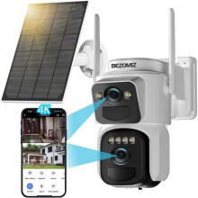 4K Wireless Solar Outdoor Security Camera with Dual Lens, 360 PTZ, 8MP, WiFi, Weatherproof Monitoring System