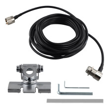 2X Soporte de Montaje para Antena de Automóvil RB-400 con Cable Alimentador Coaxial de Extensión de 5 M Ajustable para Antena de Radio de Automóvil