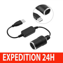 USB to 12V Power Adapter, 8W Universal DC Converter, Compact Black Travel Charger for Electronics